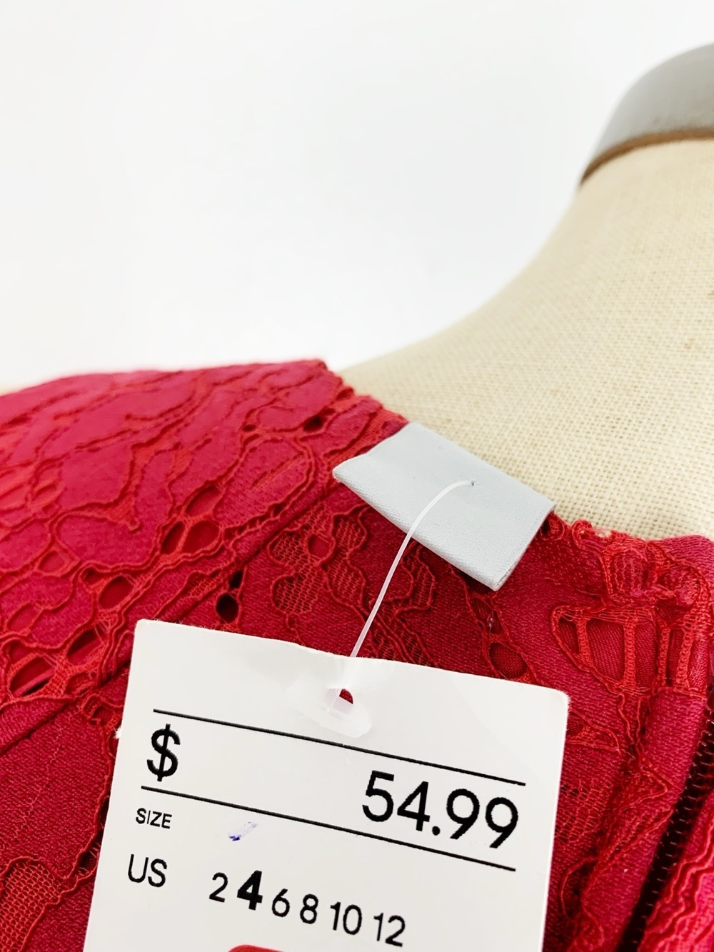 H&M Red Lace Midi Fit-and-Flare Dress 4 NWT - Picture 5 of 9